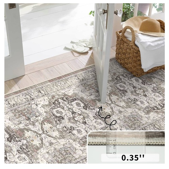 Amazon Gray and Cream Patterned Runner Rug - Picture 8 of 8